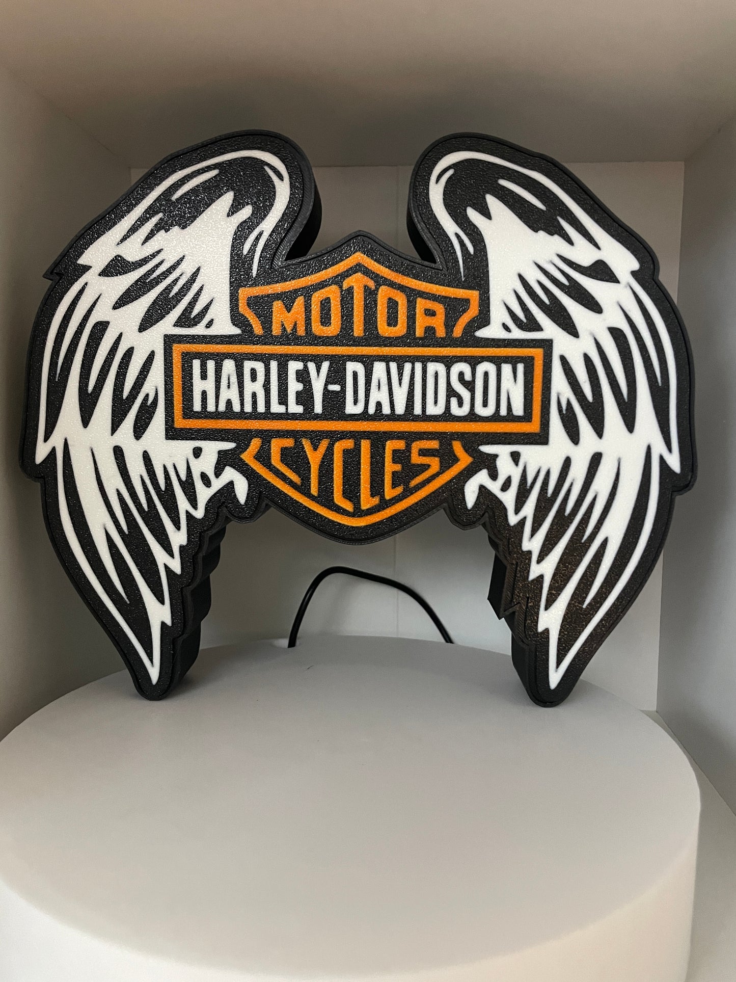 A Harley-Davidson Winged LED Lightbox