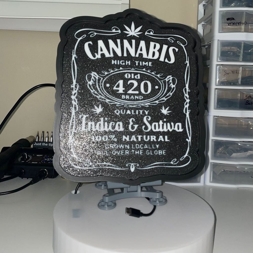 Jack Daniels Cannabis-Inspired LED Wall Hanging - Whiskey Lover Decor