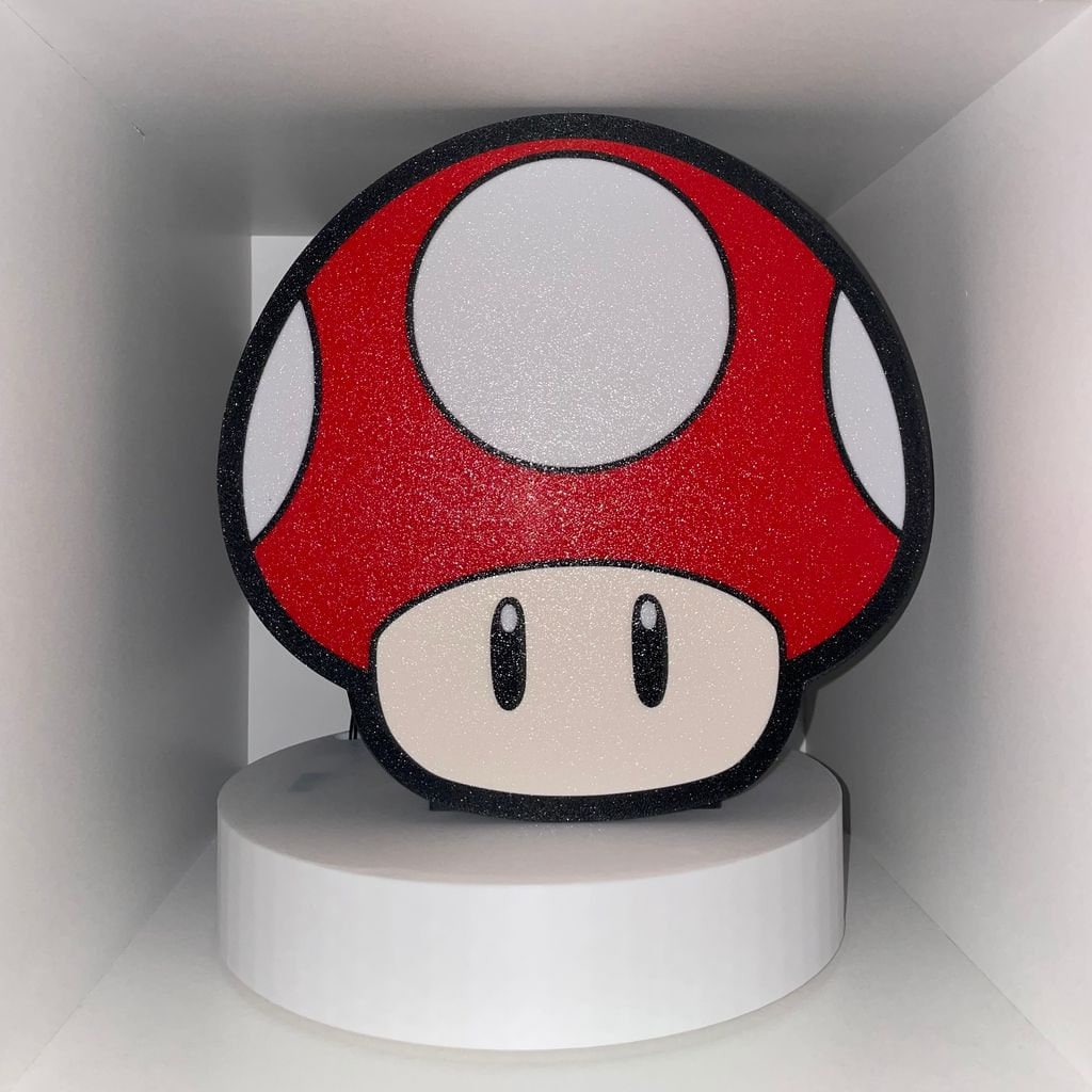 Mario Bros Red Mushroom LED Lightbox - Retro Gamer Decor