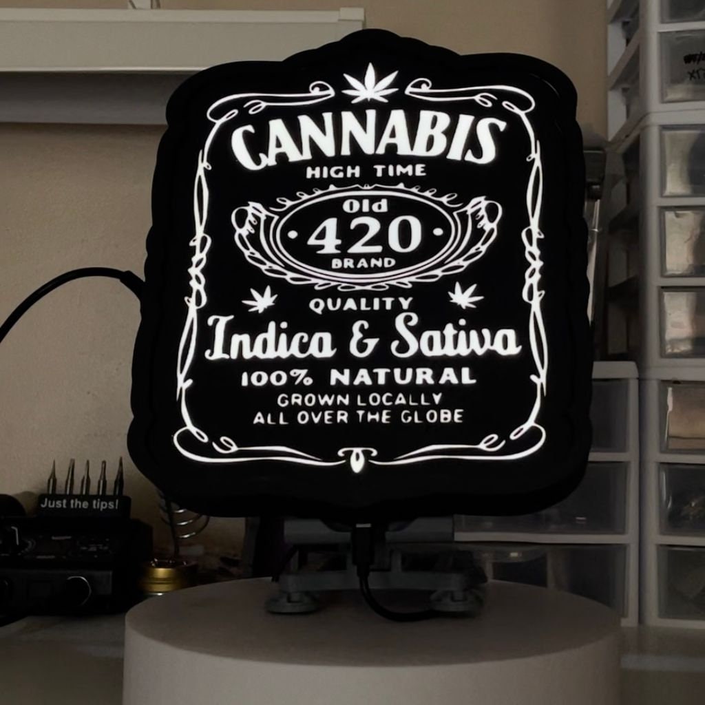 Jack Daniels Cannabis-Inspired LED Wall Hanging - Whiskey Lover Decor