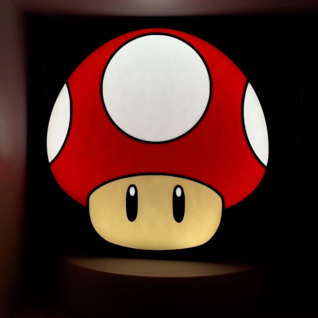 Mario Bros Red Mushroom LED Lightbox - Retro Gamer Decor