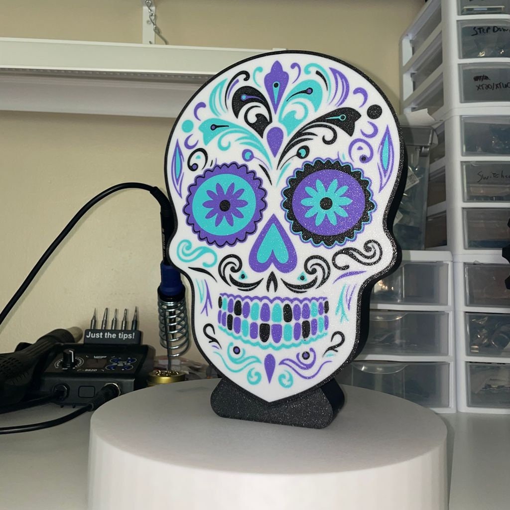 Sugar Skull LED Lightbox - Dia de los Muertos Decor