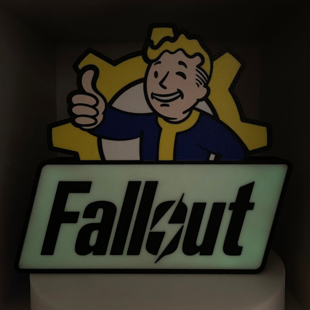 Fallout LED Lightbox with Glow-in-the-Dark Feature - Vault Dweller & Game Logo