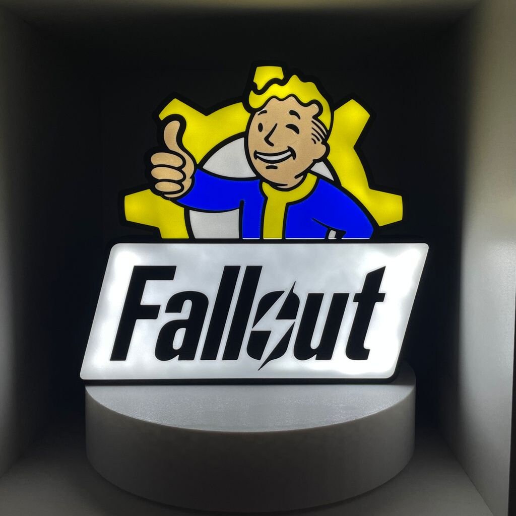 Fallout LED Lightbox with Glow-in-the-Dark Feature - Vault Dweller & Game Logo