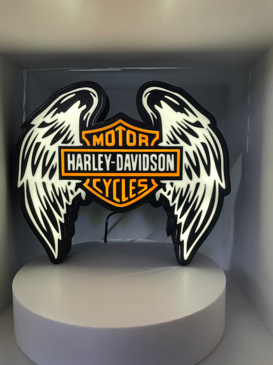 A Harley-Davidson Winged LED Lightbox