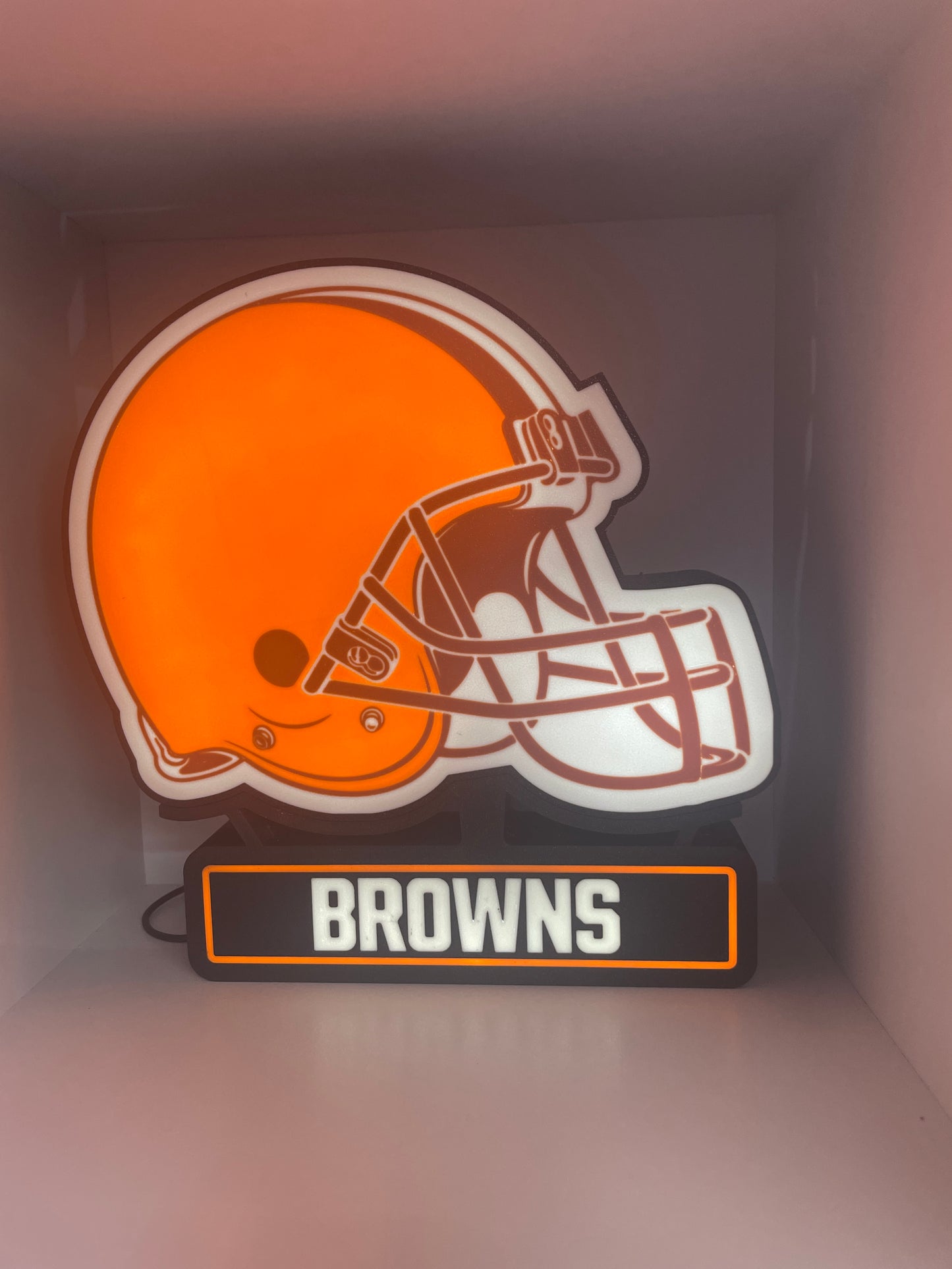 Cleveland Browns helmet lightbox With "Browns" base