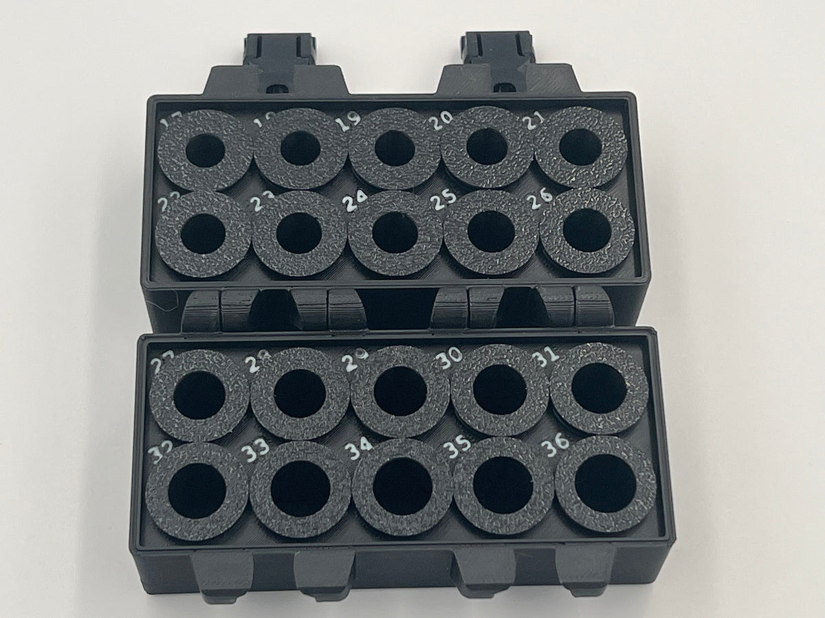 MEC Compatible Powder Bushing Set 17–36 with Snap-Lock Storage Box