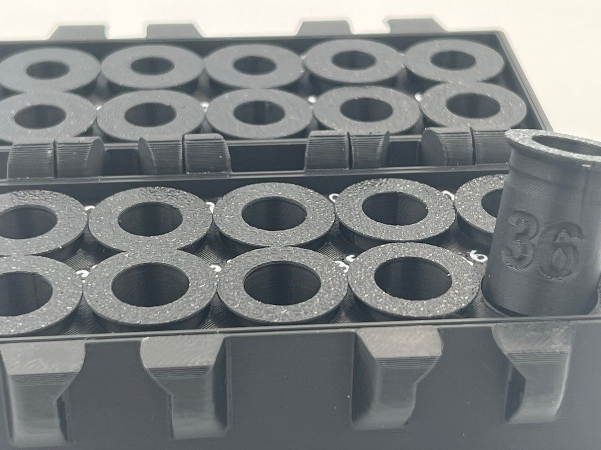 MEC Compatible Powder Bushing Set 17–36 with Snap-Lock Storage Box