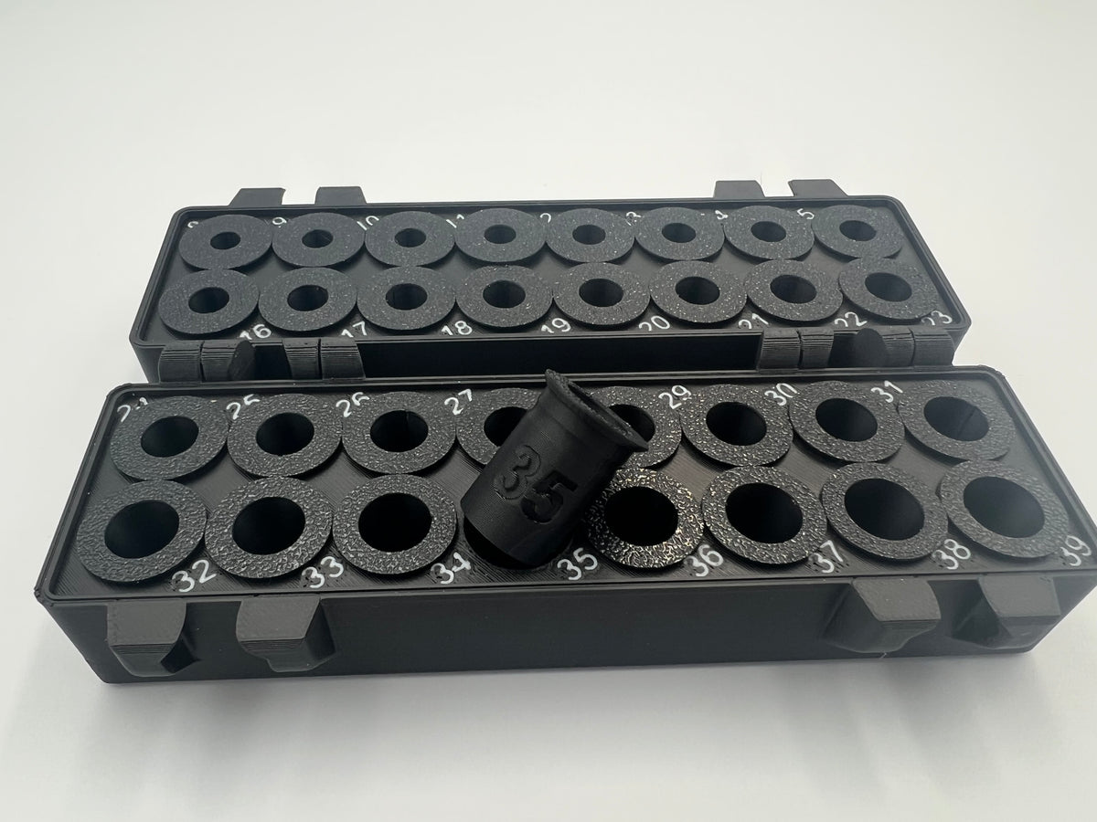MEC-Compatible Powder Bushing Set 8–39 with Snap-Lock Storage Box for Shotgun Reloading
