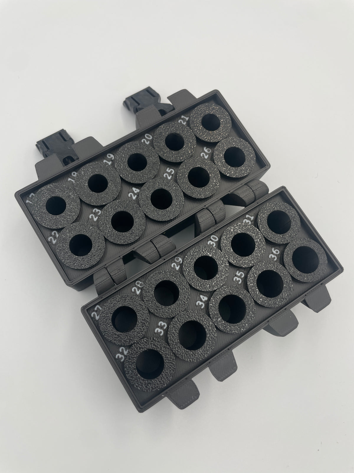 MEC Compatible Powder Bushing Set 17–36 with Snap-Lock Storage Box