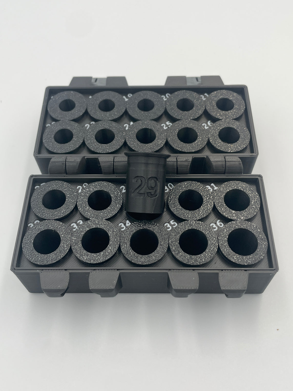 MEC Compatible Powder Bushing Set 17–36 with Snap-Lock Storage Box