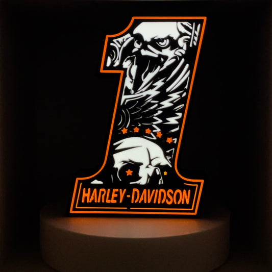 Harley Davidson 'One' Eagle Skull LED Lightbox