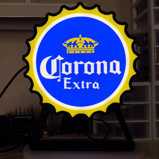 Corona Extra Bottle Cap LED Lightbox - Bar and Party Decor