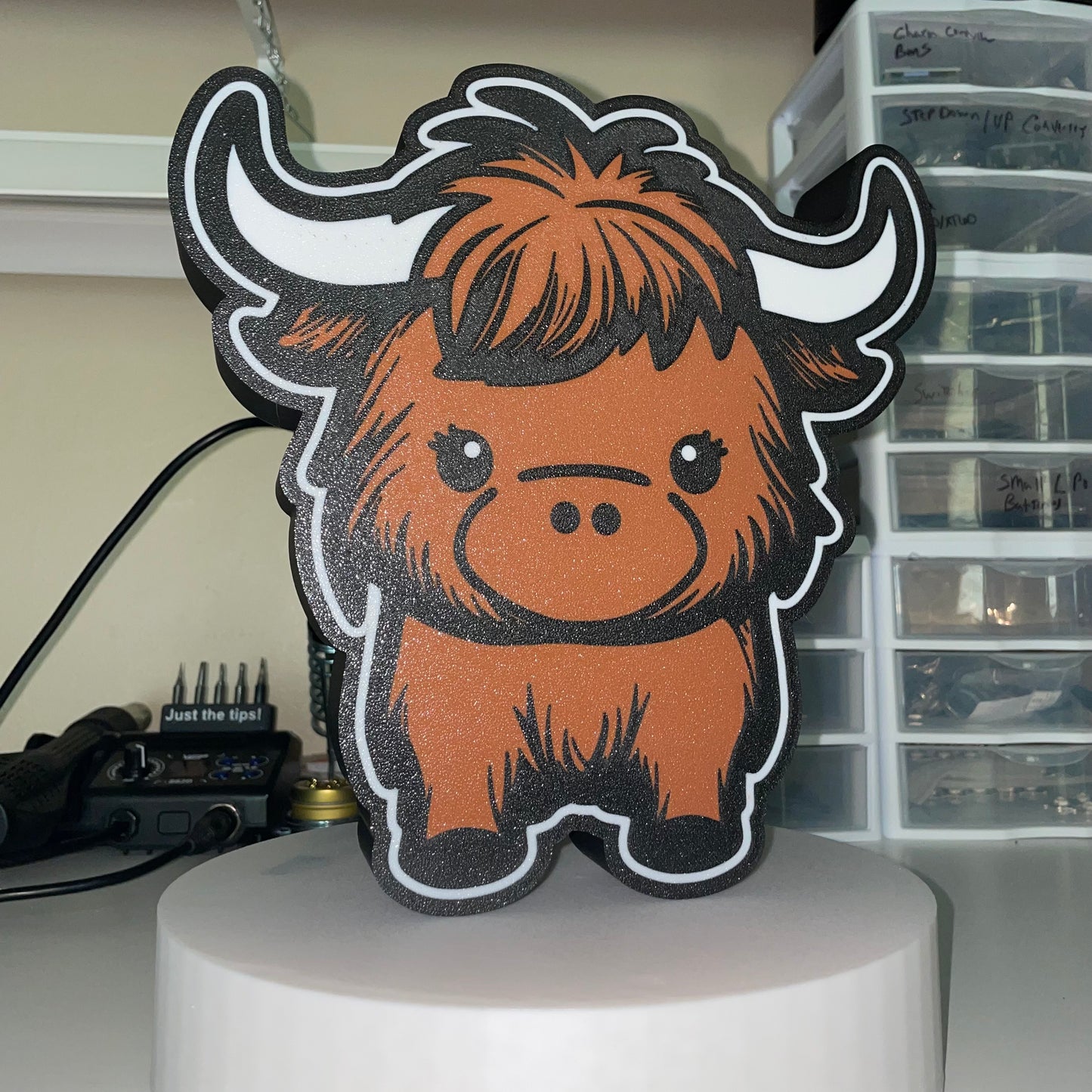 Cute Cartoon Highland Cow LED Lightbox - Adorable Animal Wall Decor