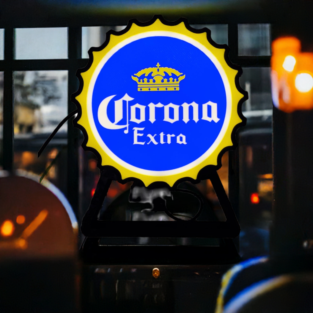 Corona Extra Bottle Cap LED Lightbox - Bar and Party Decor